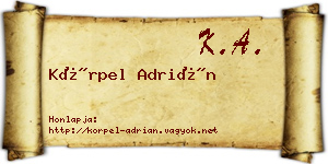 Körpel Adrián névjegykártya